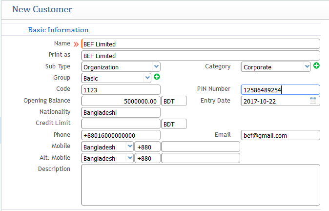 Add or creating a new customer or buyer